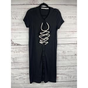 Viktor & Rolf H&M Dress Women's Size 6 Black Short Sleeve Button Front Ruffle